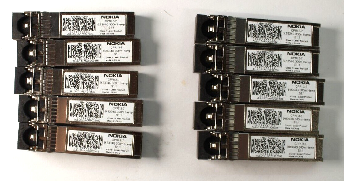 Lot of*10 Nokia 1AB410040001 CPRI 3-7 9.8304G 300m 10GbE MMF Optical Transciever