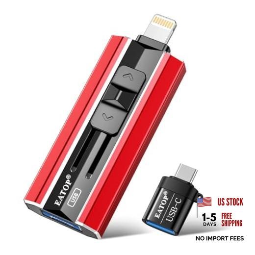 Flash Drive Intended for iPhone iPad, USB Photo Stick for 512GB Bright Red