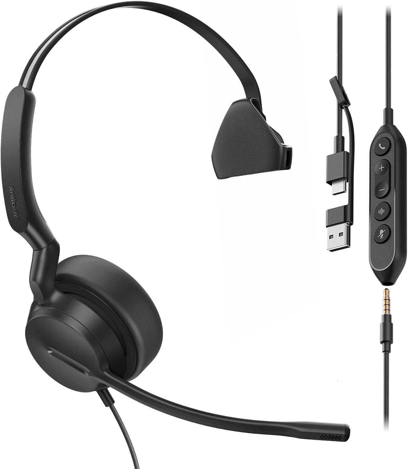 Yealink UH42 SE Wired Single Headset with Mic USB-A/C & 3.5MM Noise Canceling