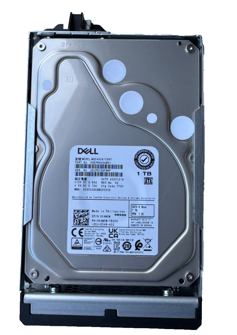 K4M5W MG04ACA100NY Dell ENTERPRISE 1TB 7.2K RPM 6Gb/s 3.5" SATA HDD Hard Drive