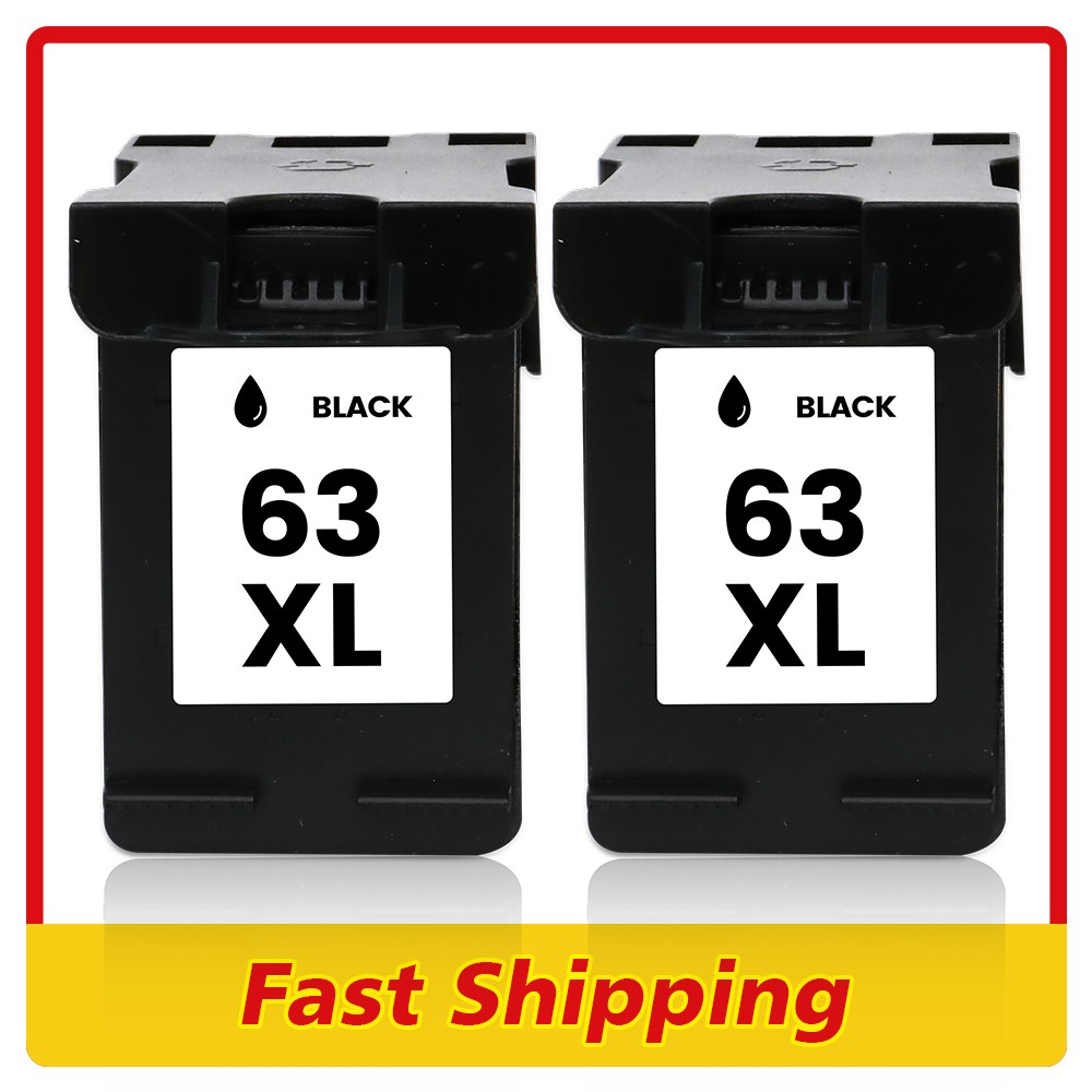 2PK 63 XL 63XL Generic Black Ink for HP OfficeJet 3830 4655 5255 ENVY 4512 4520