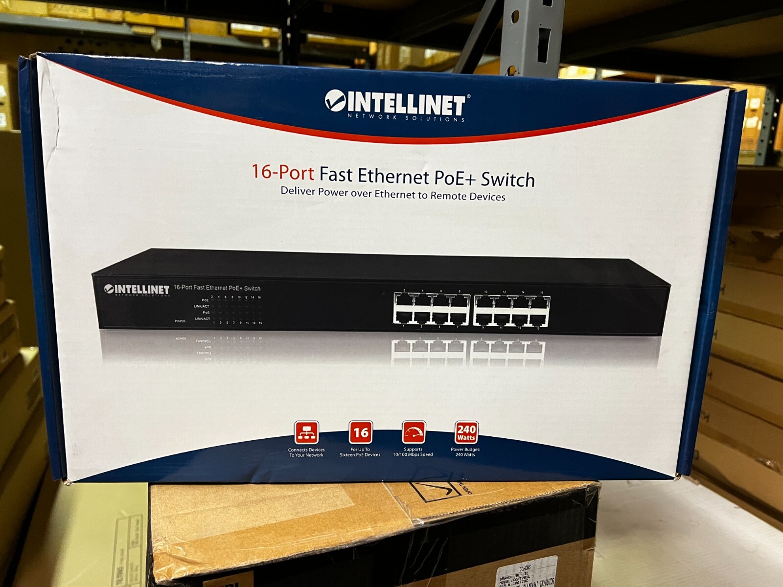 NEW INTELLINET 560849 ETHERNET POE+ 16 PORT