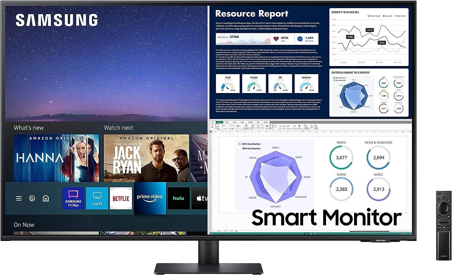 Samsung M70 Smart 43 Inch 4K Computer Monitor,  Microsoft 365, 4K LS43AM702UNXZA