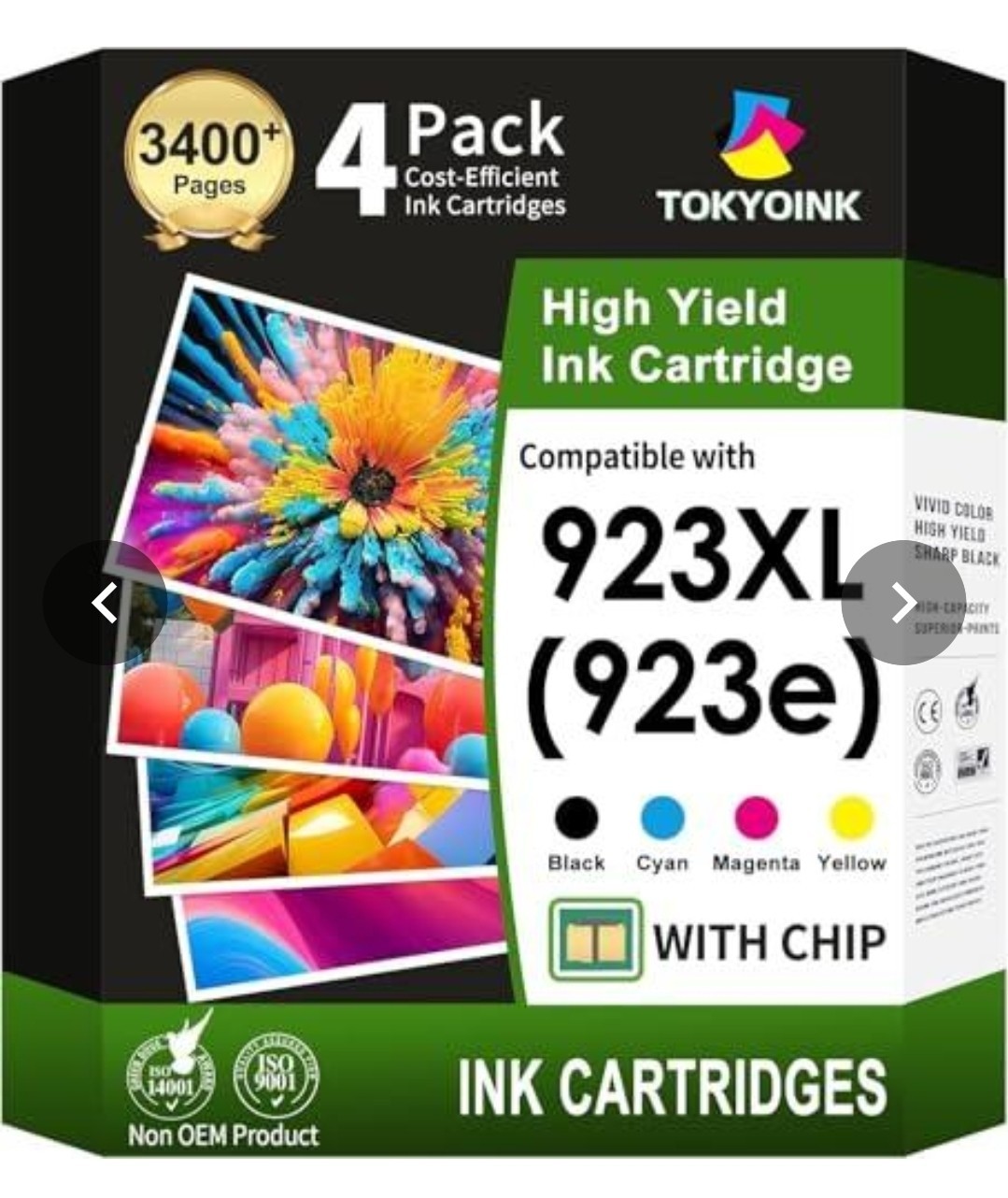 TOKYOINK 923XL 923e Ink w/Chip Cartridges 4-Pack Combo for HP OfficeJet Pro 