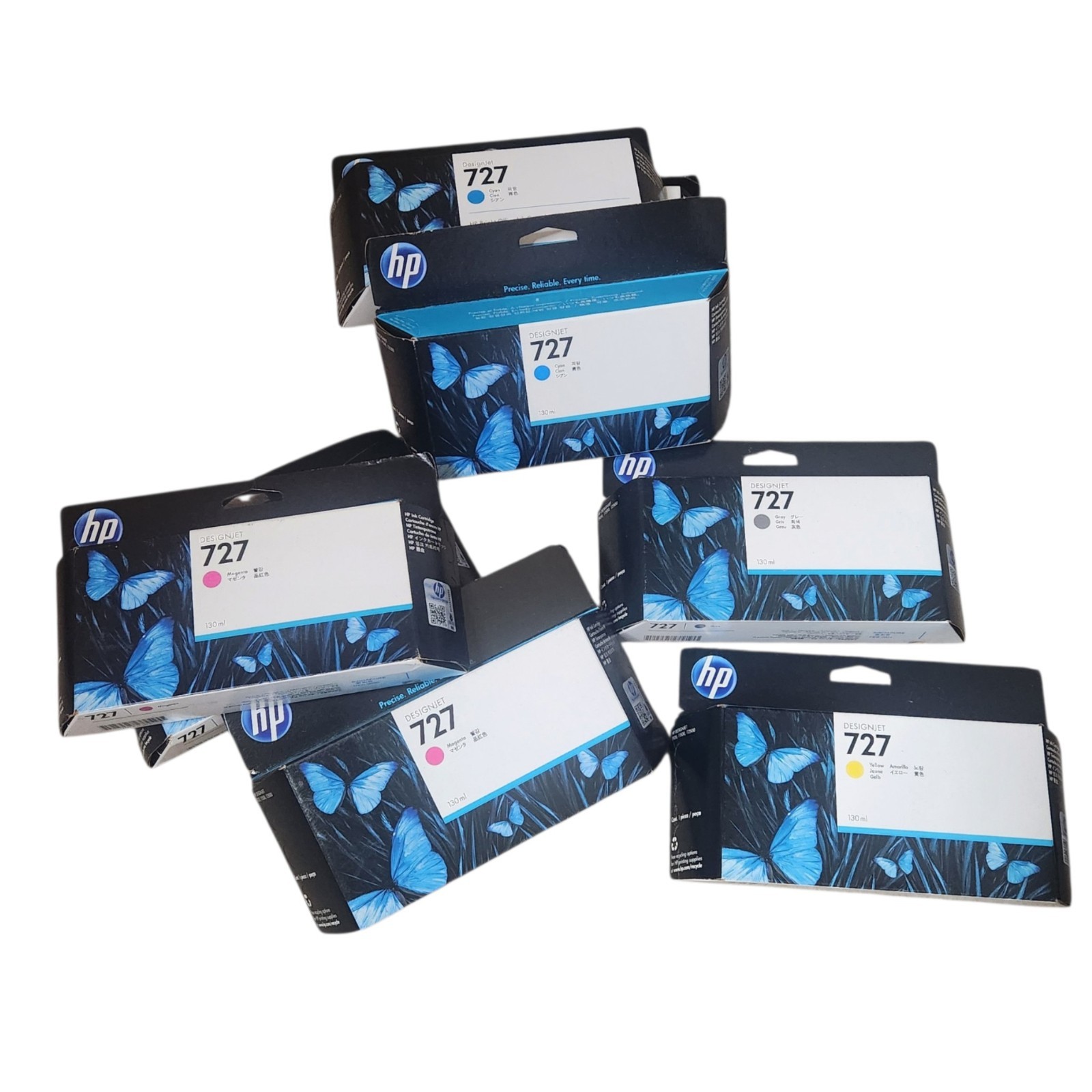 8 Original Ink HP 727 Ink Cartridges Magenta Cyan Gray Yellow Exp 2020-2024