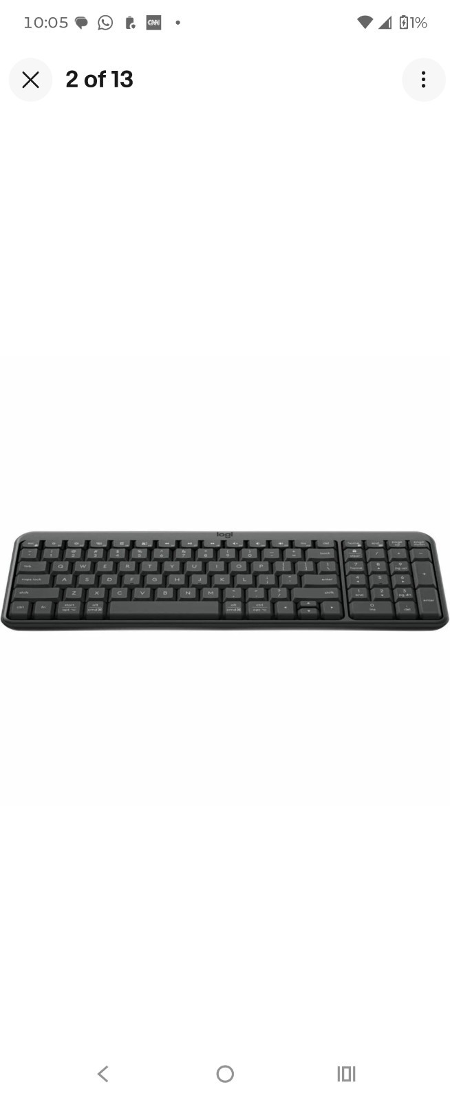 Logitech K250 Compact Bluetooth Keyboard w/ Numpad, Recycled Plastic, Graphite