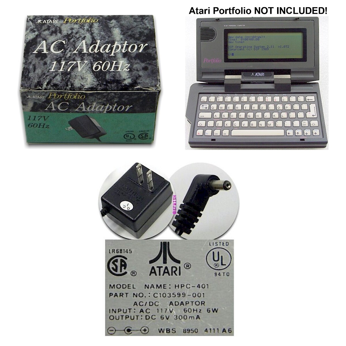 GENUINE/OEM ATARI HPC-401/C103599-001 AC Adapter for Portfolio Computer *NOS*