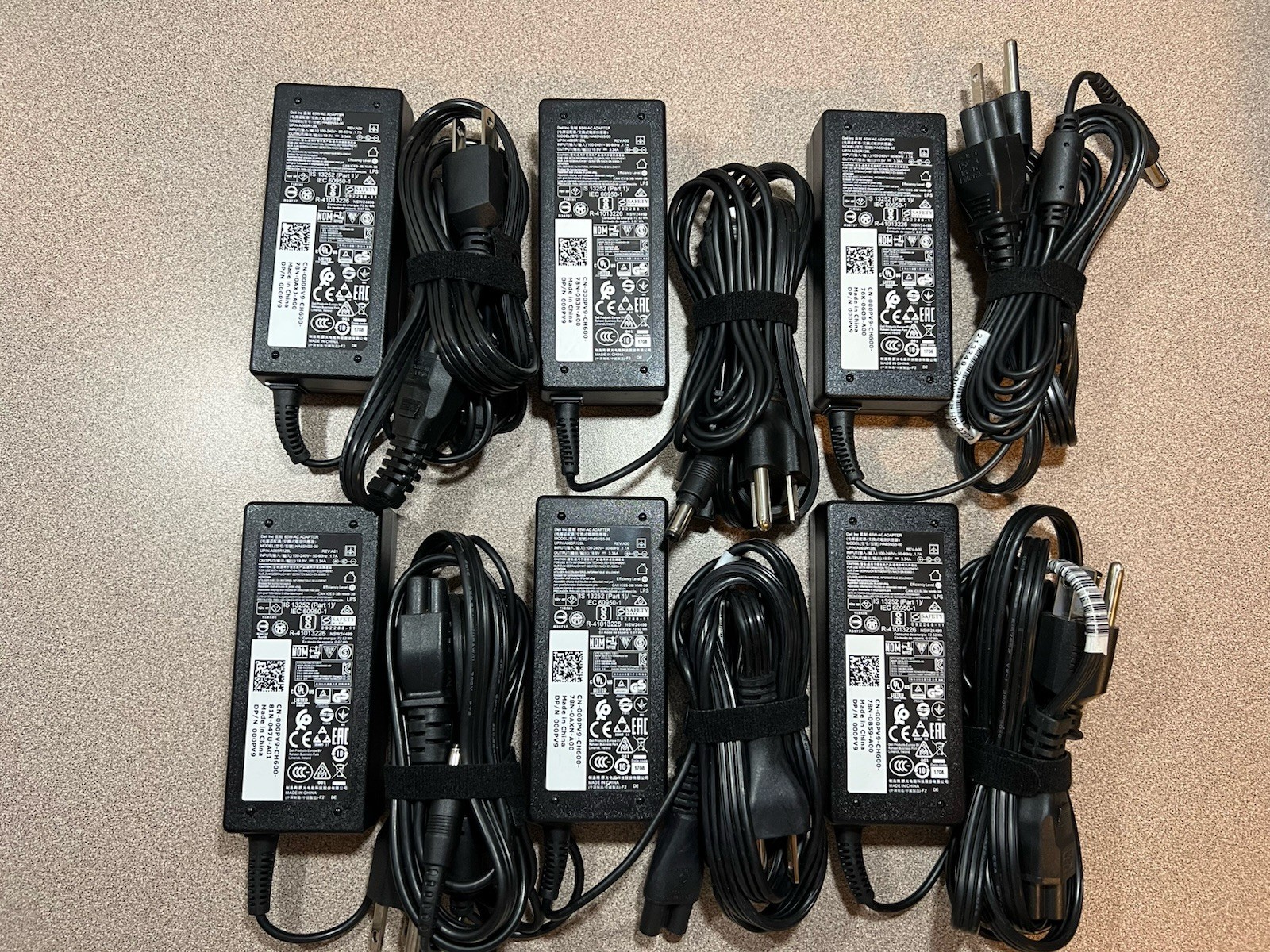 Lot 6x Genuine Dell Wyse 65W AC Adapter HA65NS5-00 000PV9 19.5V 3.34A 5.5mm Tip