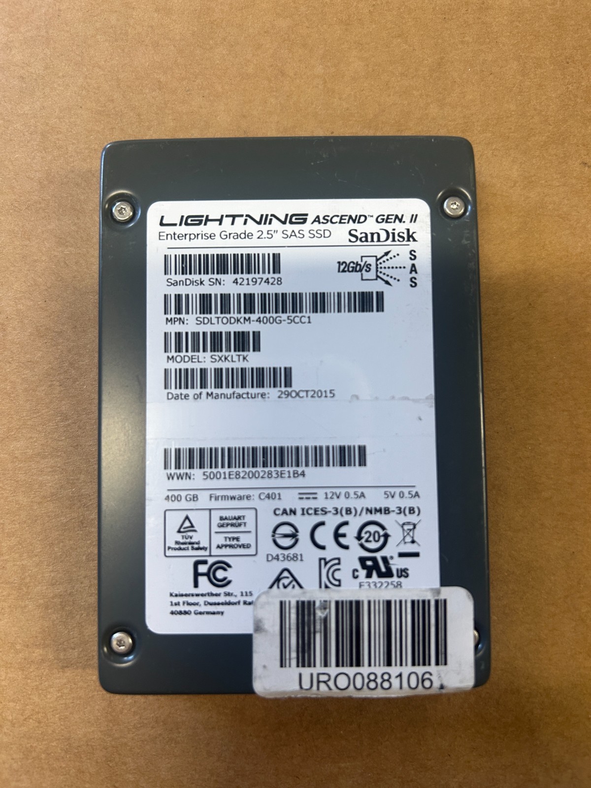 SanDisk 400GB Lightning Ascend Gen II 2.5"  Enterprise SAS SSD