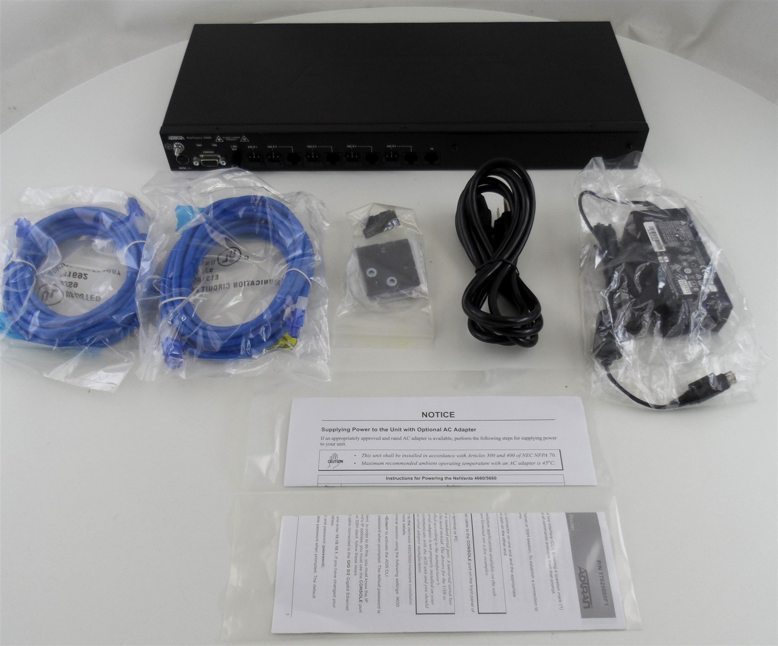 Adtran NetVanta 5660 (17025660F1) Gigabit Ethernet Router with Power Supply NOB