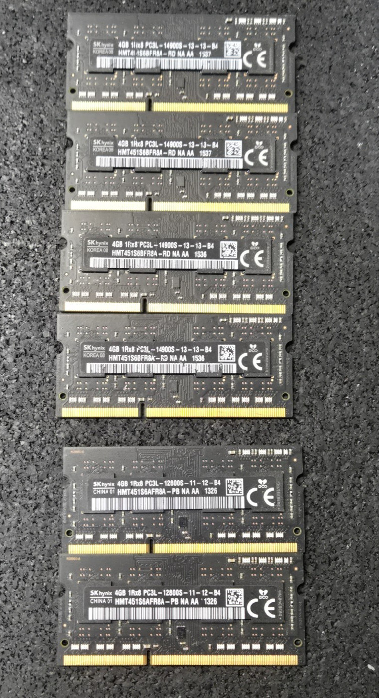 [LOT OF 6] SK Hynix 4GB 1Rx8 PC3L-14900S/12800S Laptop RAM FAST  a