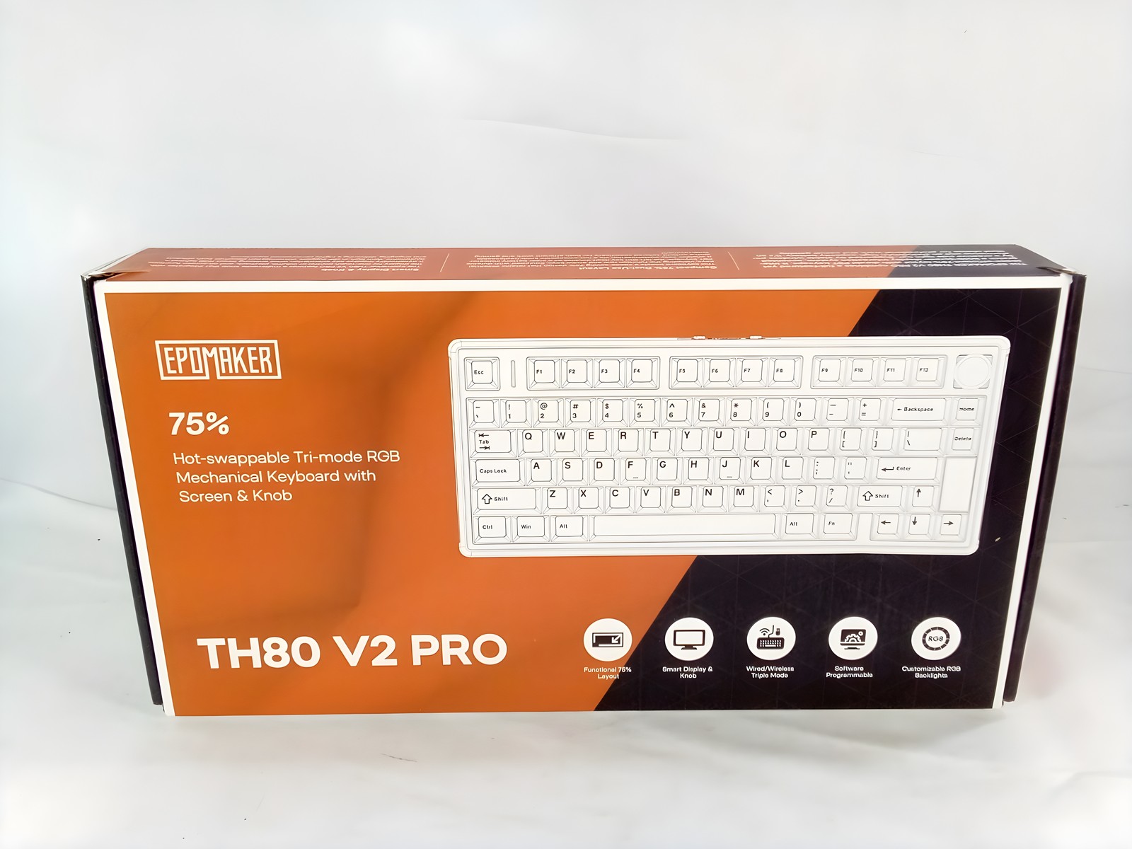 EPOMAKER TH80 V2 PRO 75% Tri-Mode RGB Mechanical Keyboard with Screen and Knob