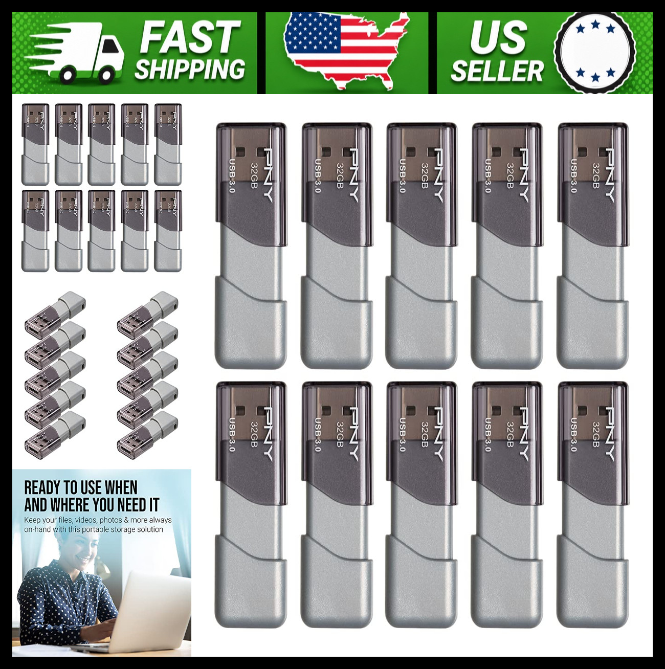 PNY 32GB USB 3.0 Flash Drives 10-Pack