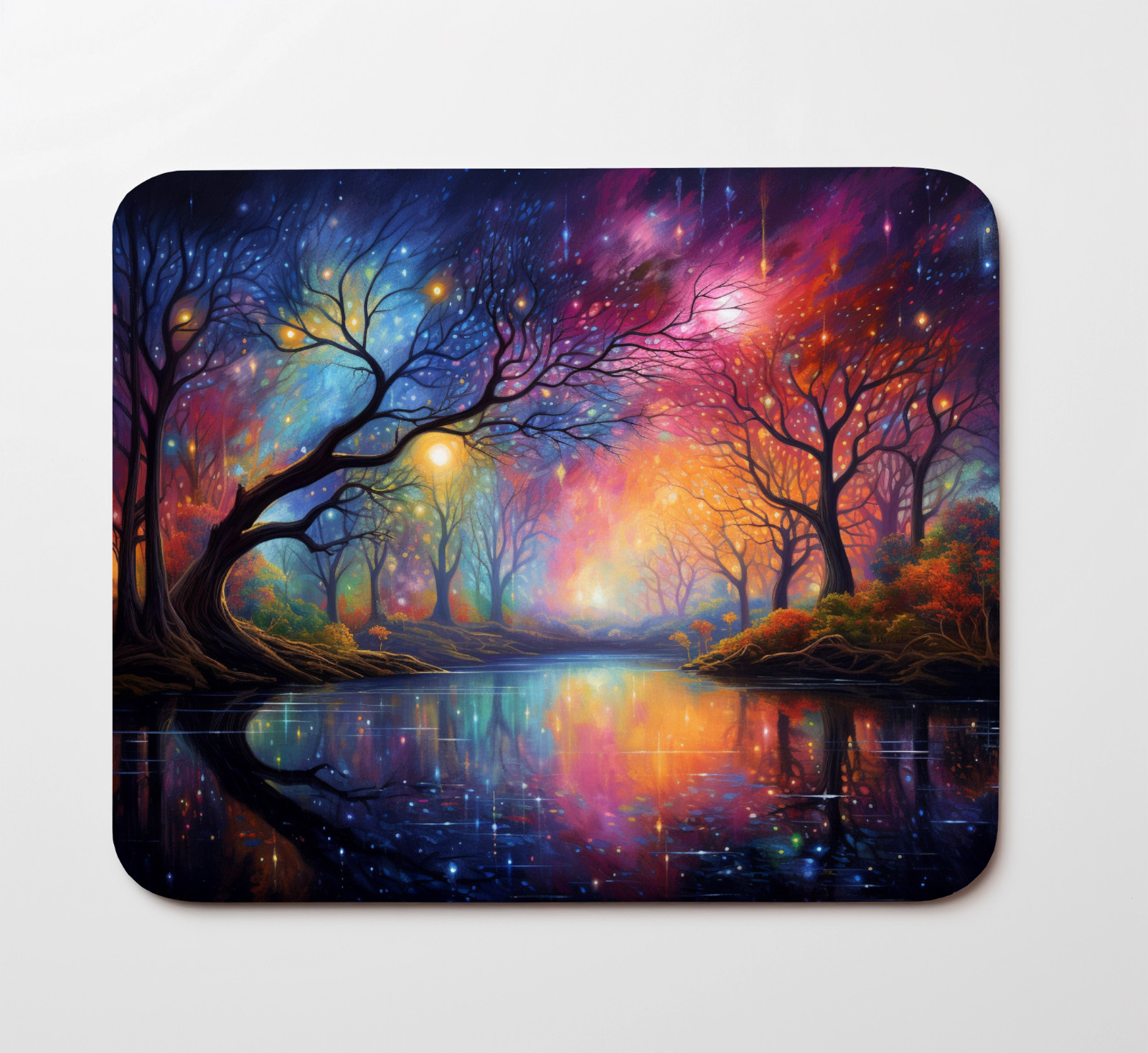 Bright Colorful Night Sky Mouse Pad 9.5"x8" Desk Mat Non Slip Rectangle Mousepad