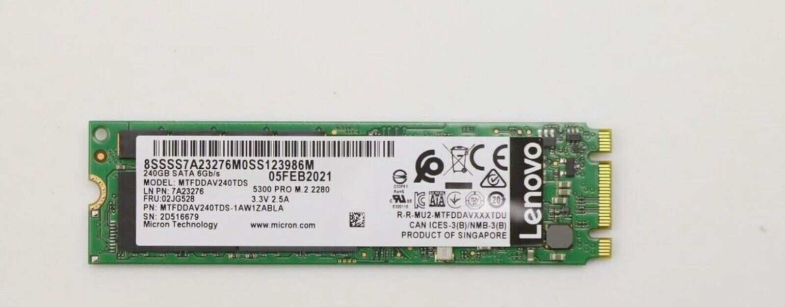 LENOVO 02JG528 - ThinkSystem M.2 5300 240GB SSD SATA 6Gbps (Non-Hot Swap)