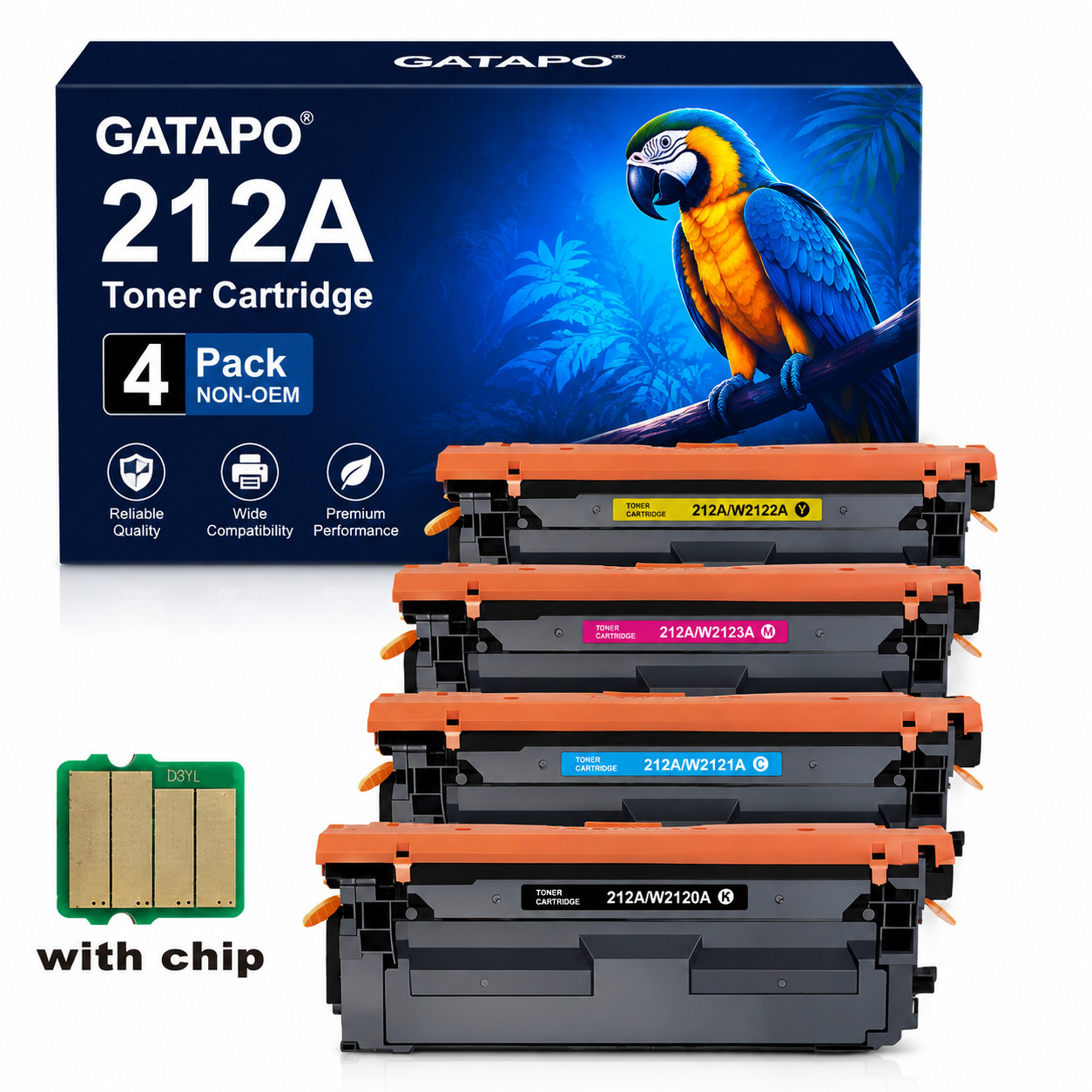 212A-W2120A-4PK Toner Cartridges  with Chip  for  212A 212X