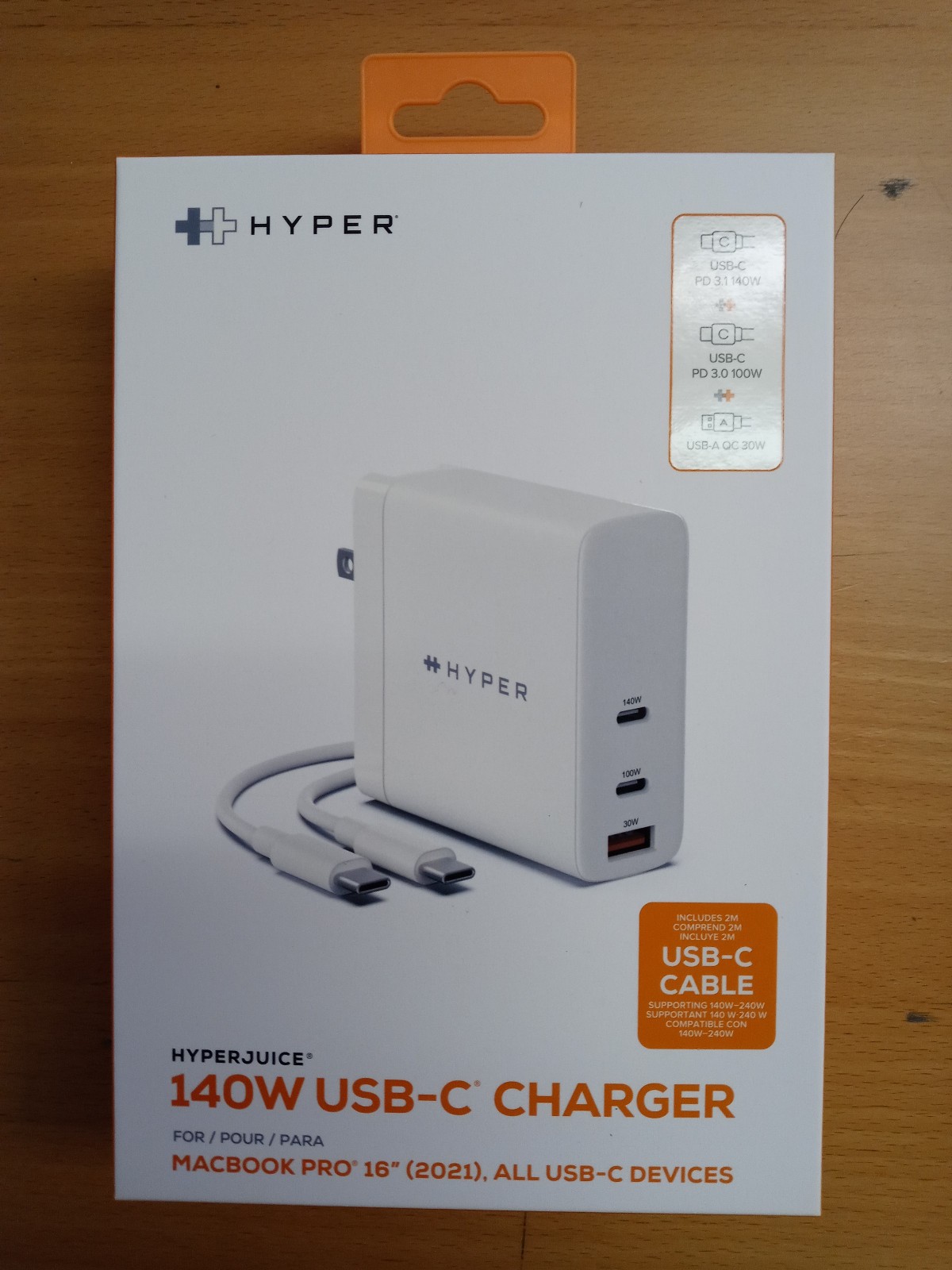 HyperJuice 140W USB-C Charger PD 3.1 Adapter 3-Port Foldable Wall Plug HJG140
