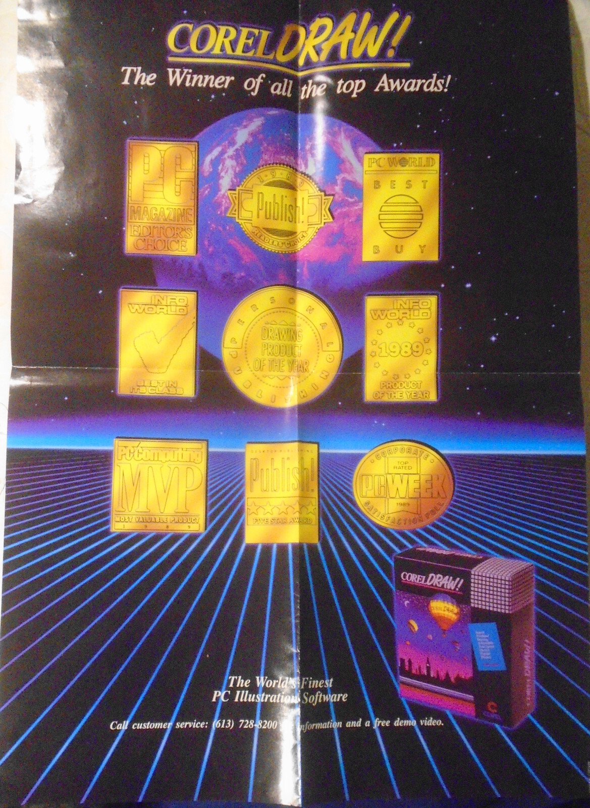 1989 CorelDRAW Poster (24x17")  - "The Winner of all the Top Awards" Original