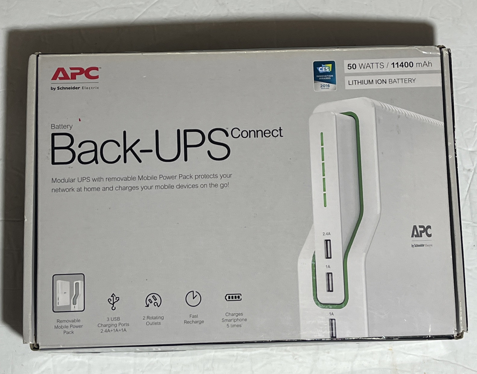 APC Network Lithium Ion Battery Backup W/Mobile Power Pack, USB Charging Ports