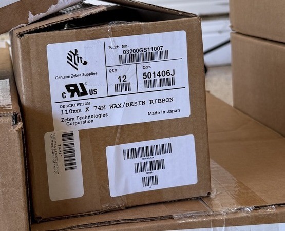 Zebra 03200GS11007 Wax Resin Ribbon 110mm x 74m 12 Pack Open Box