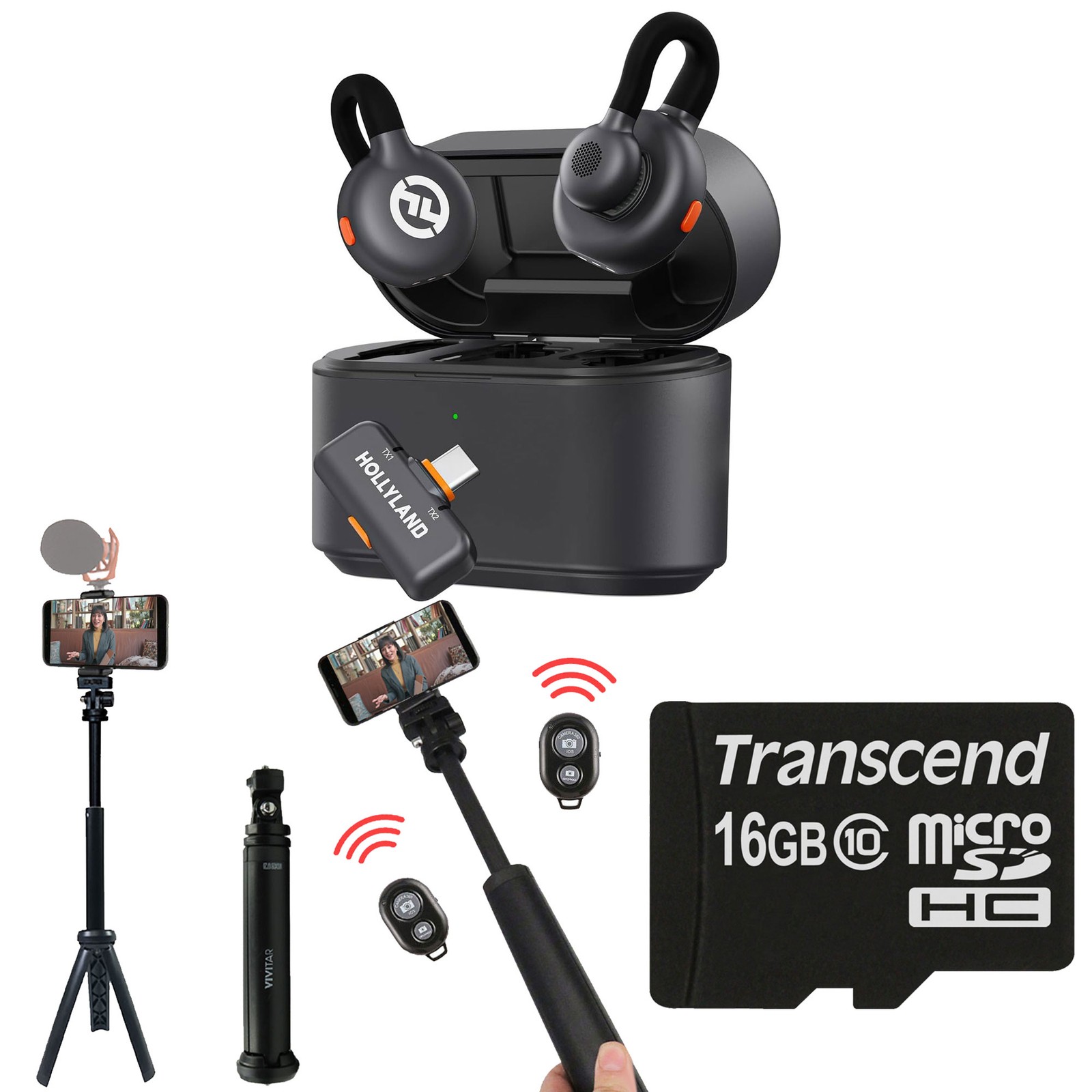 Hollyland LARK M2S Wireless Mic System for Mobile Device Content Creation Bundle