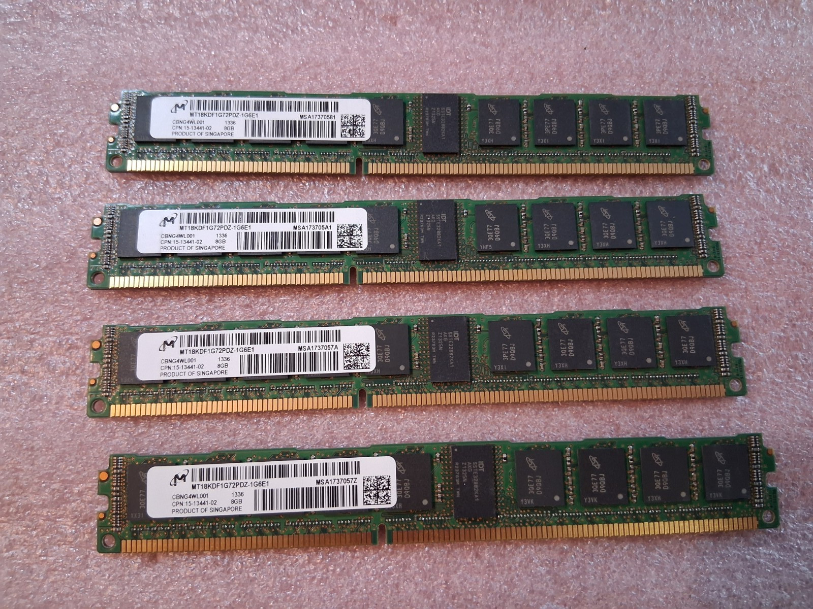 32GB Micron 8GB  PC3L-12800R DDR3 1600 ECC Memory MT18KDF1G72PDZ-1G6E1