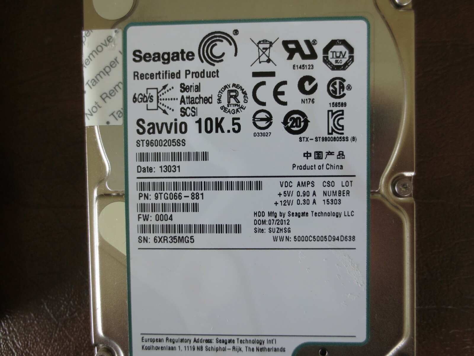 Seagate ST9600205SS 9TG066-881 FW:0004 600gb 2.5" SAS Hard Drive