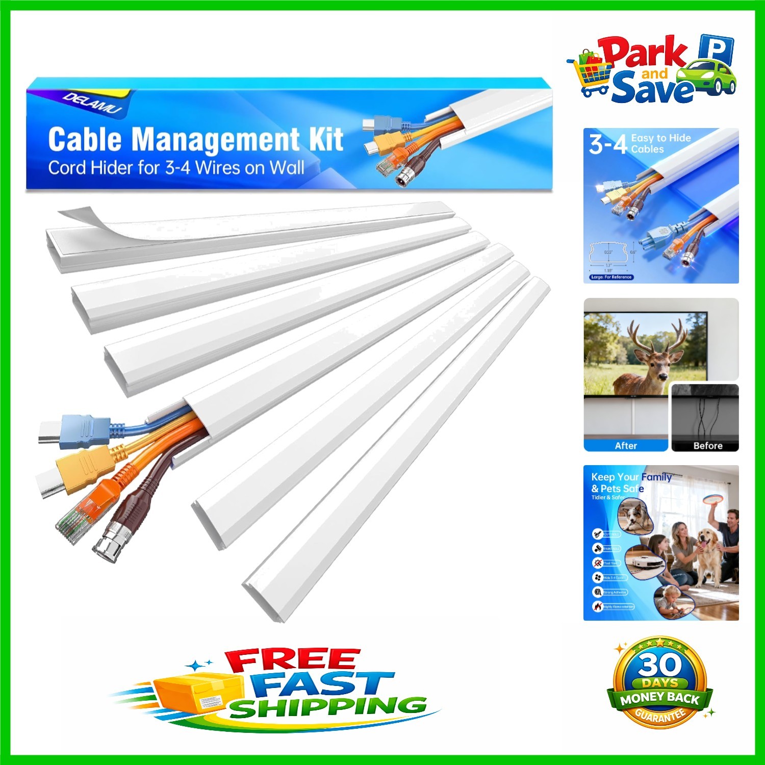 Durable White Cord Covers for TVs - Flame Retardant Cable Management Solution
