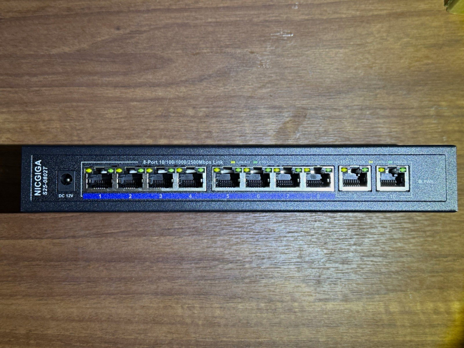NICGIGA S25-0802T 10-Port Unmanaged Layer 2 RJ-45 Switch, 8x2.5G 2x10G