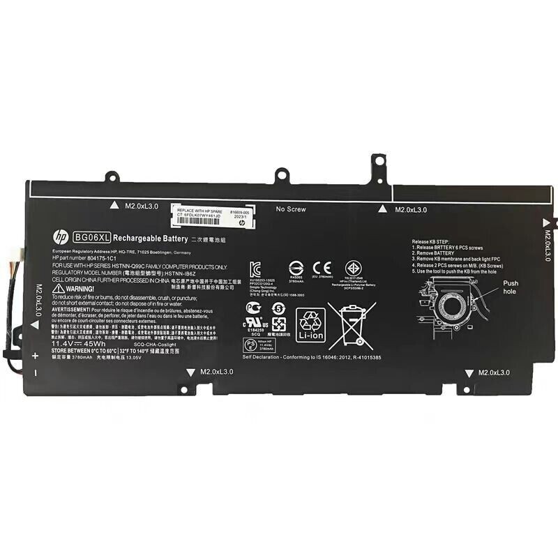 Genuine 45Wh BG06XL Battery For HP EliteBook Folio 1040 G3 804175-181 BG06045XL