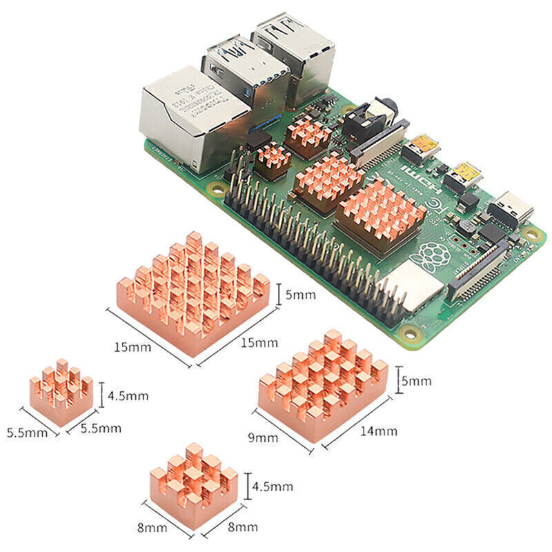 4PCS Copper Heatsink Passive Cooling Pad Radiator For Raspberry Pi 4B 4 Model B