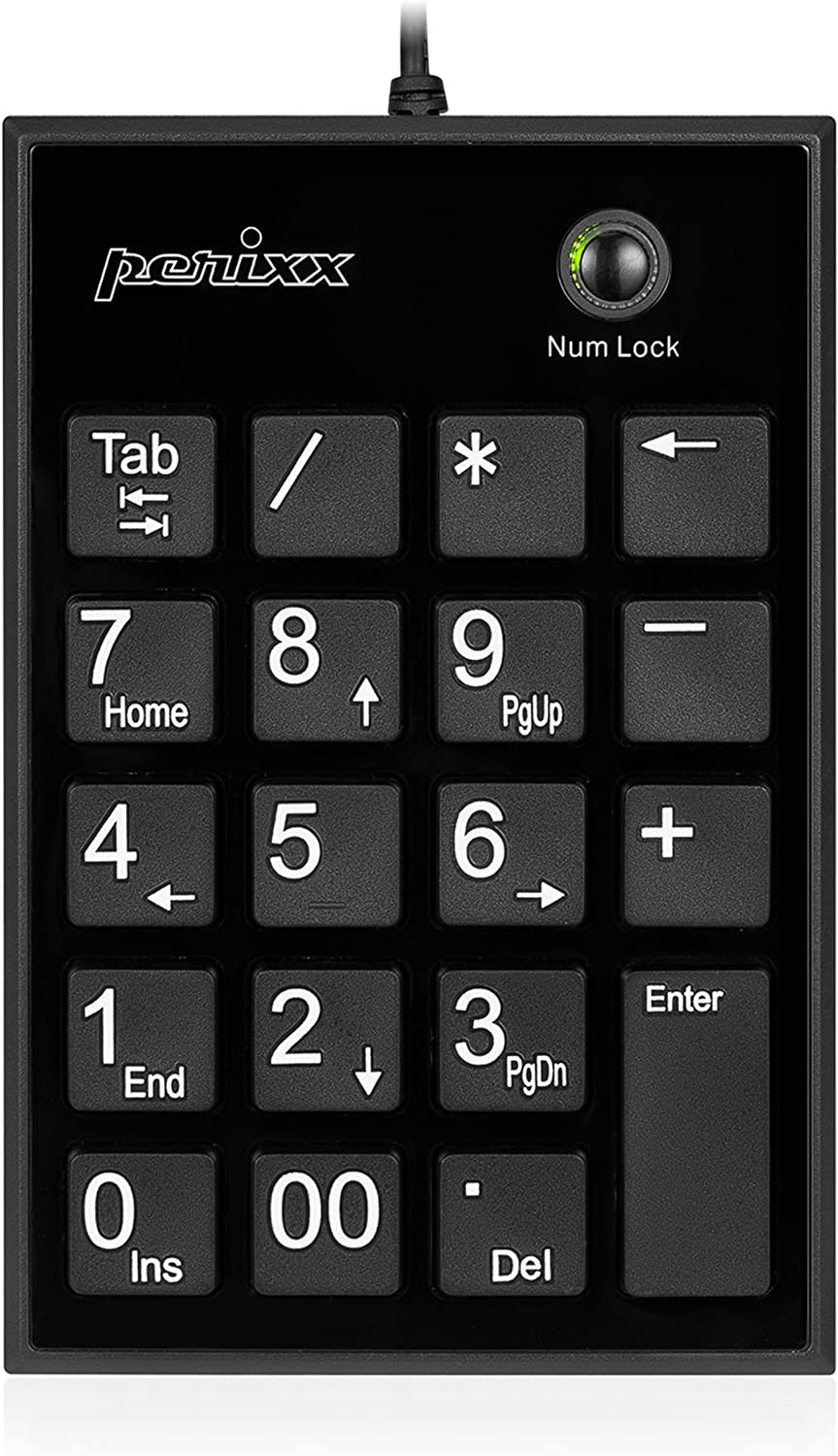 PPD-202 Wired 19 Keys Slim Numeric Keypad, Big Print Font, Silent Notebook Sciss