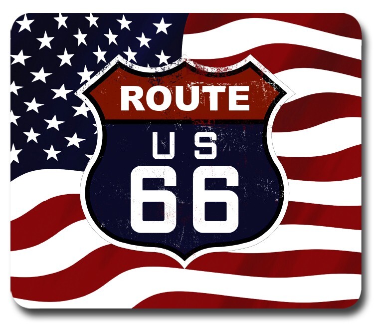 ROUTE 66 USA Flag ~ Mouse Pad / PC Mousepad ~ Retro Patriotic America Great Gift