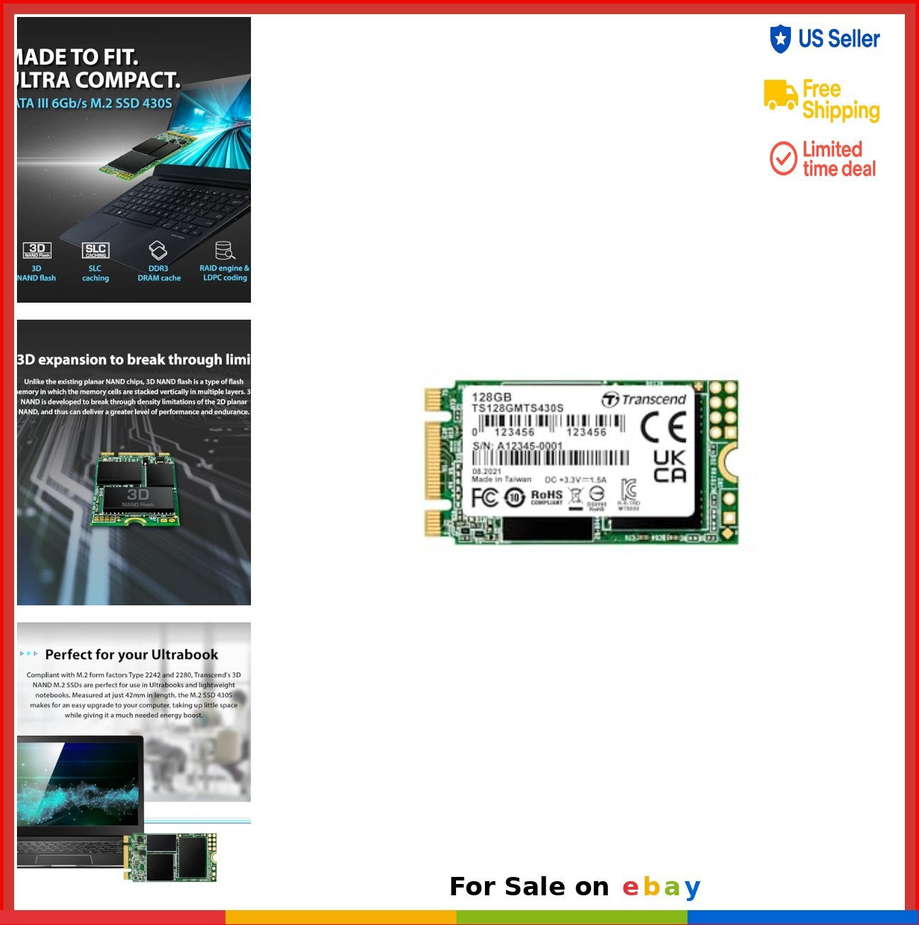 SSD 128GB M.2 2242 SATA III B+M Key DRAM Cache 560MB/s TLC Internal Drive for