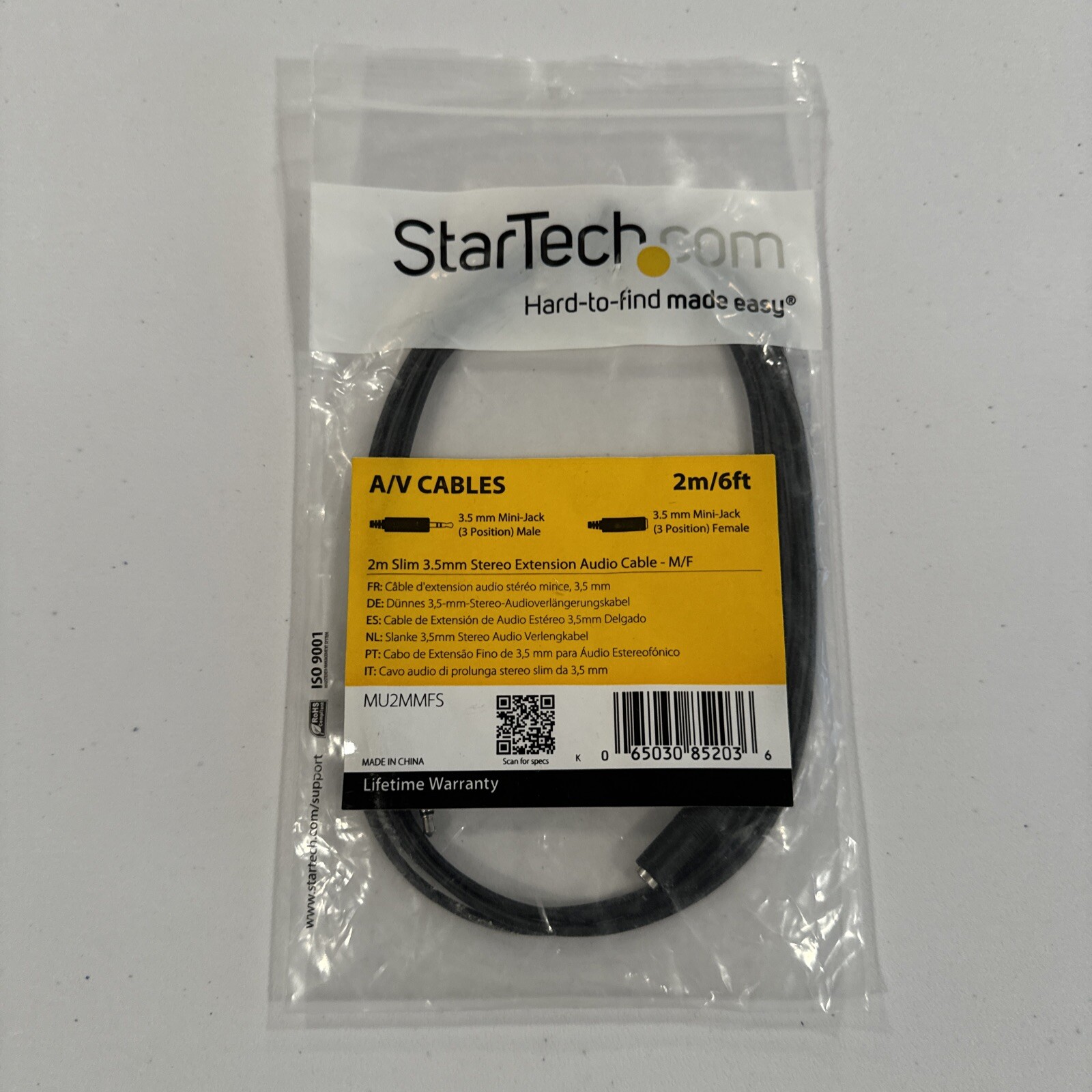 StarTech.com 2m Slim 3.5mm Stereo Extension Audio Cable - M/F (MU2MMFS)