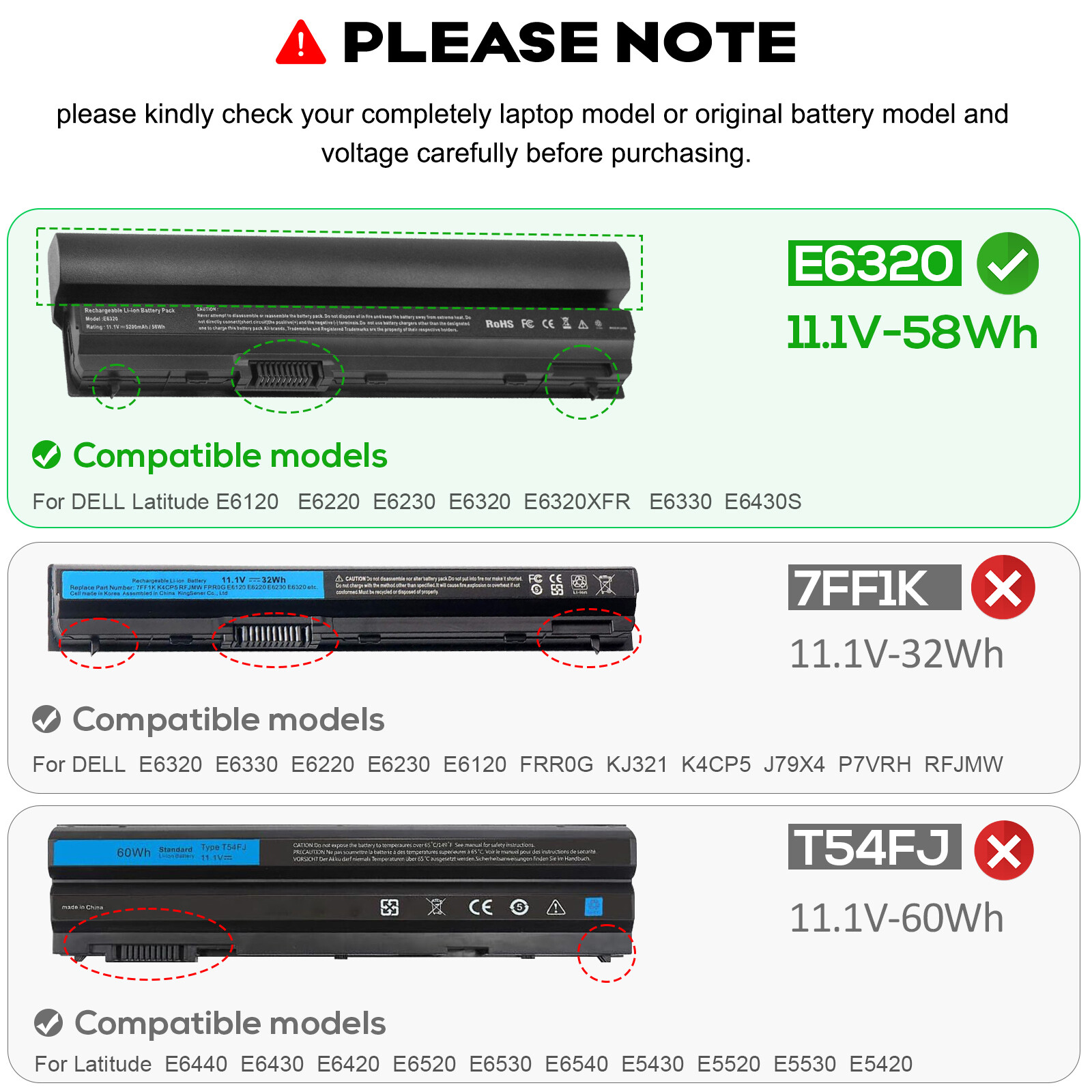 🧡LOT E6320 Battery For Dell Latitude E6220 E6230 E6330 E6430S RFJMW FRR0G 58WH