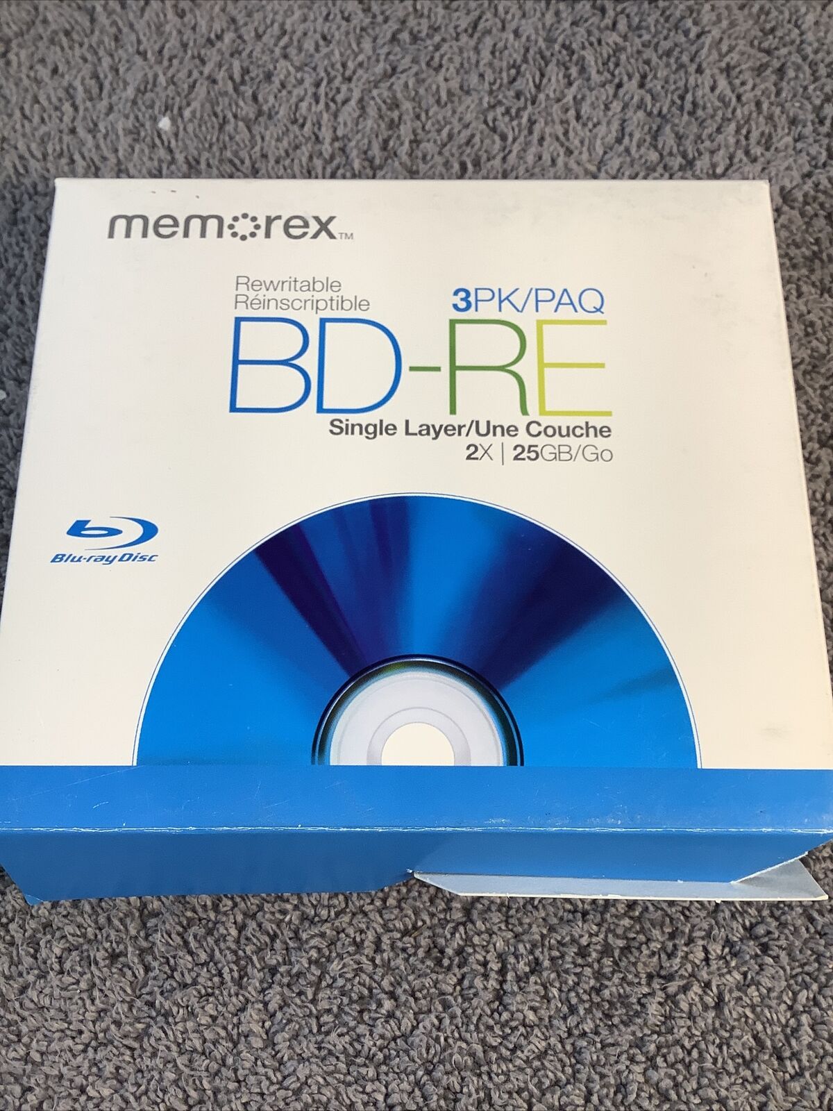 NEW 3 Pack Memorex 2x/25GB BD-RE Rewritable Blu-ray Disks Set