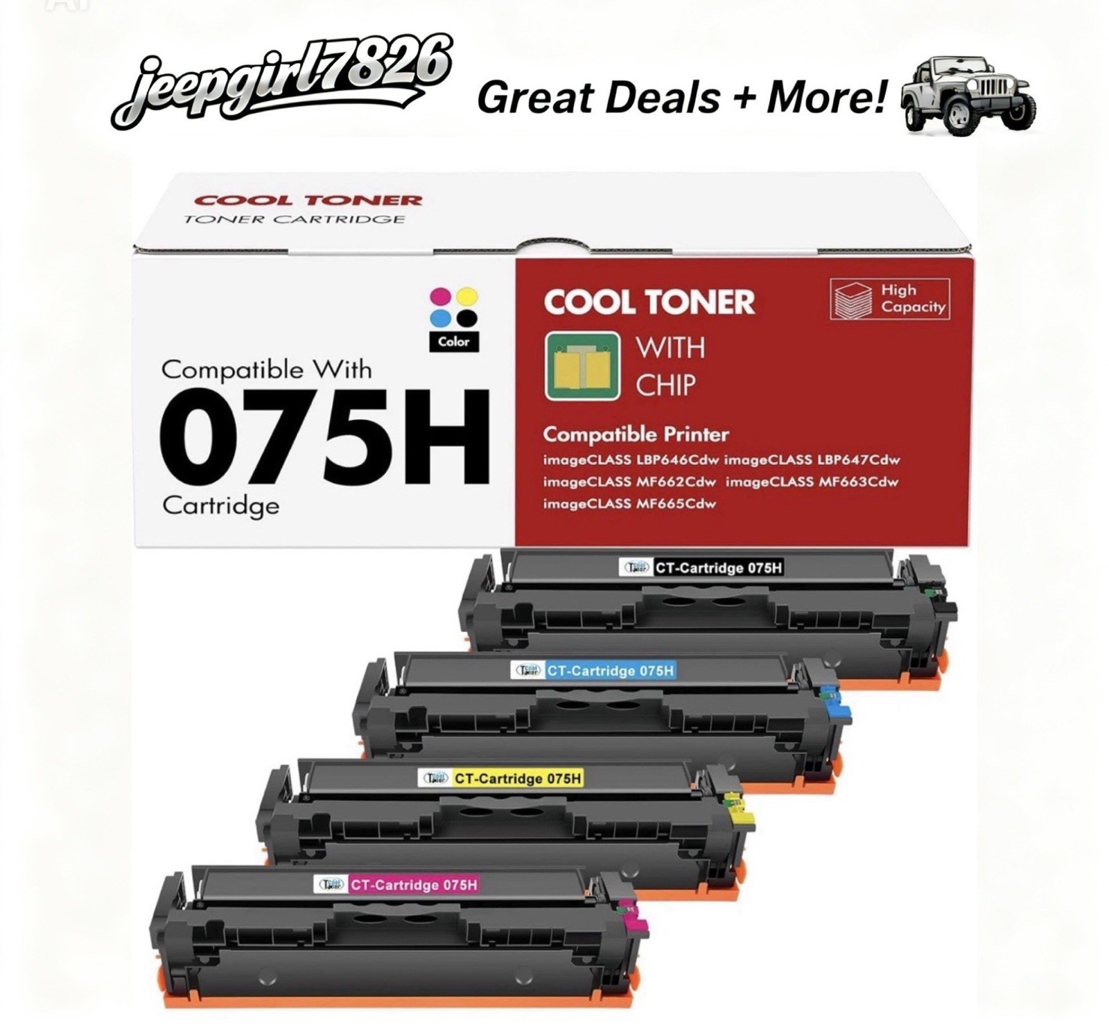 075H 4 Pack Toner Compatible Cartridges BCMY imageCLASS MF665 MF663 LBP647
