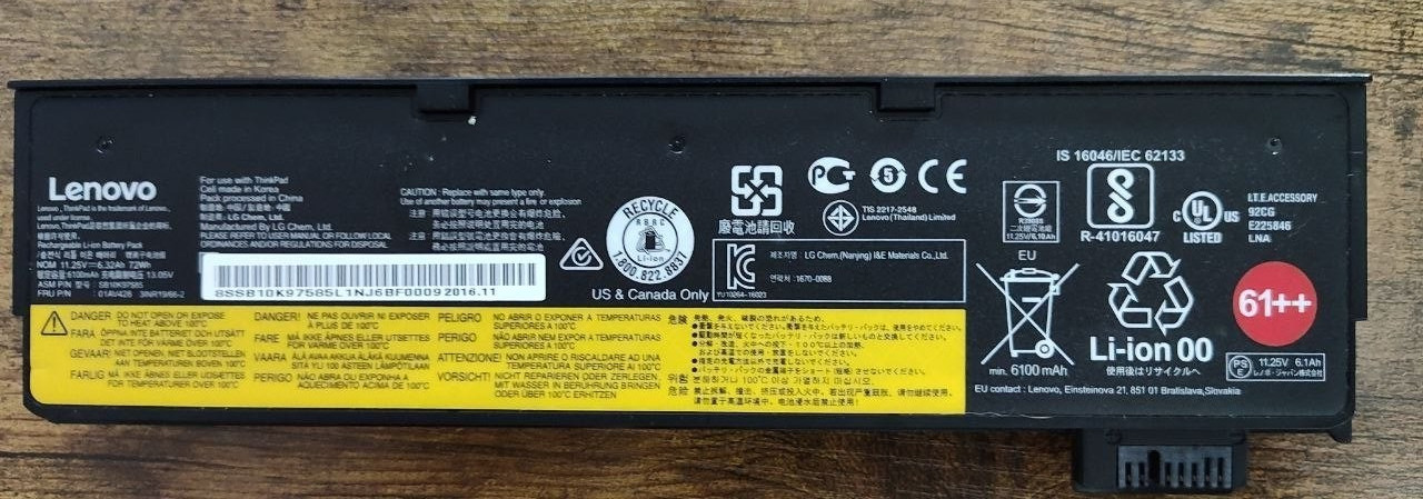 Genuine OEM 61++ 72Wh Battery For Lenovo ThinkPad T470 T480 T570 T580 P51s P52s