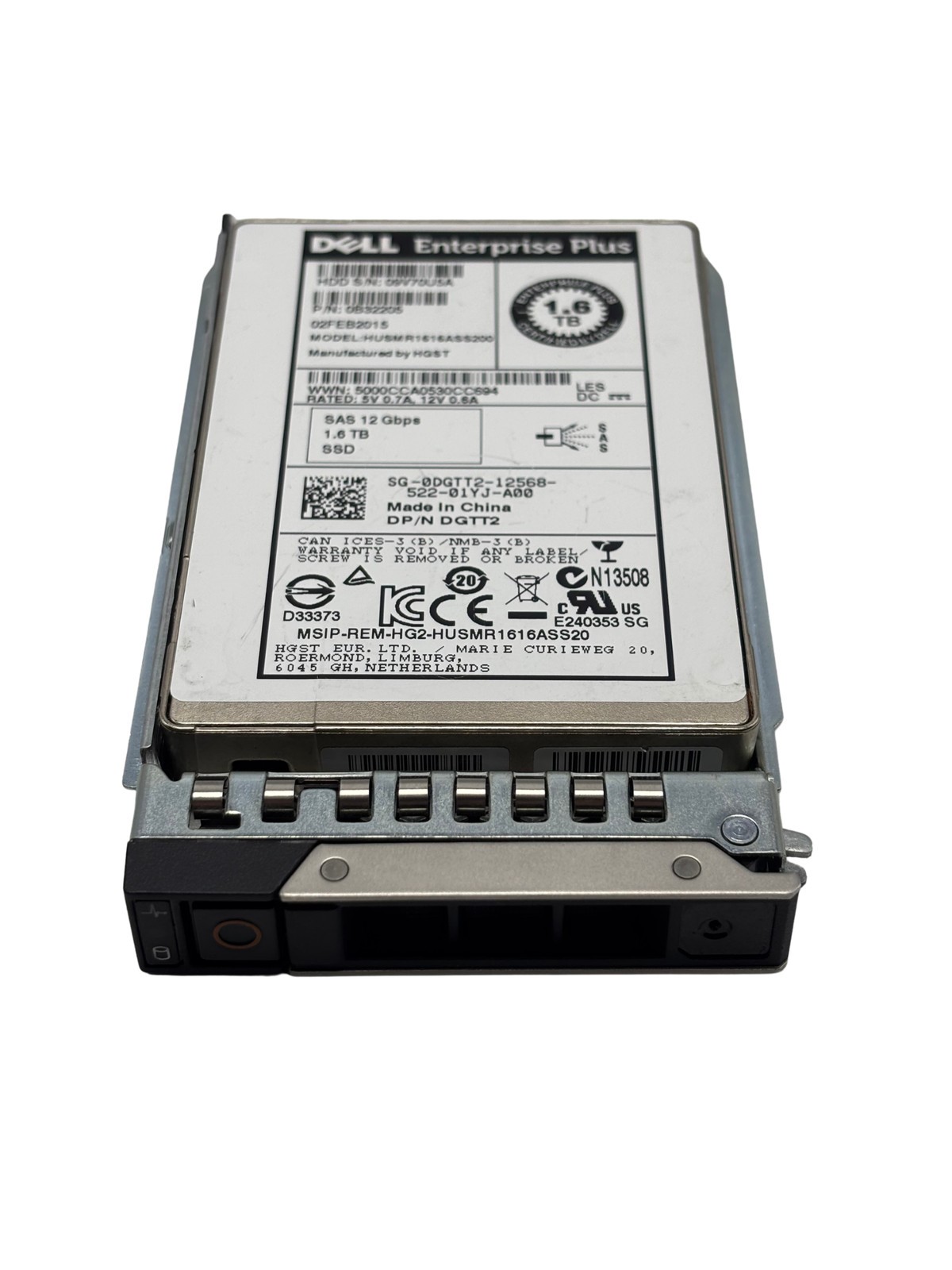 Dell DGTT2 1.6TB SAS 12G RI 2.5 SSD 0B32205 HUSMR1616ASS200 "