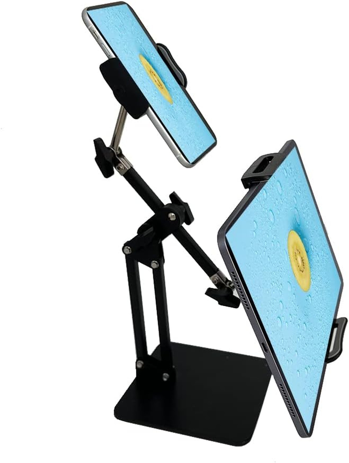 Phone and Tablet Stand Dual Device Holders Adjustable Swivel Compatible iPad