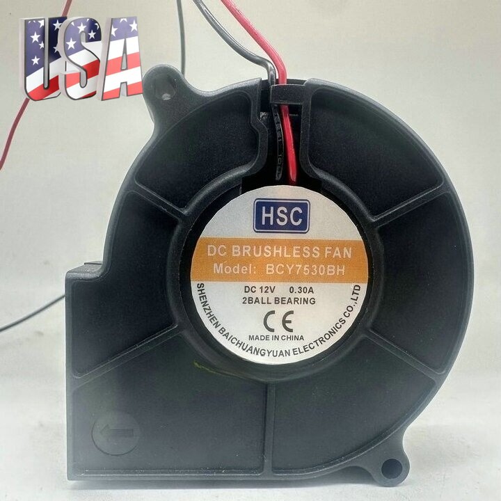 1PCS NEW HSC Fan BCY7530BH DC12V0.30A 7CM 2 wire blower fan cooling fan