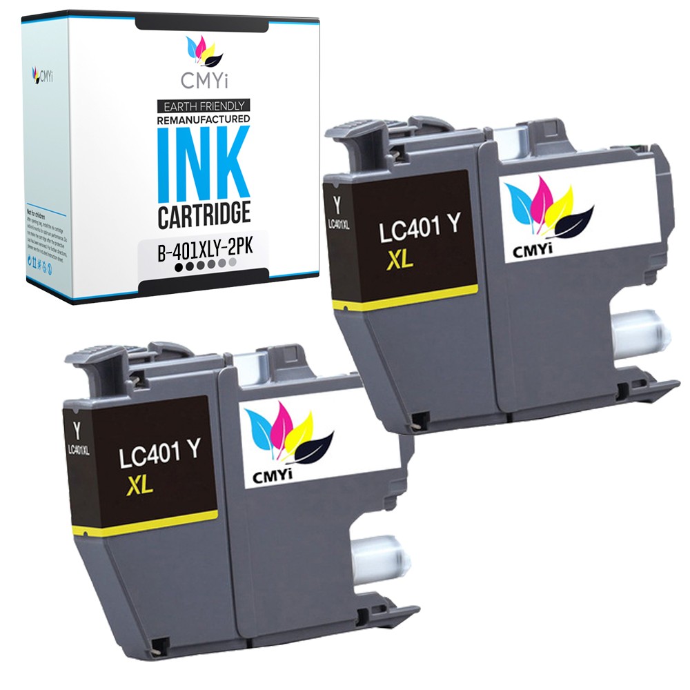 2-Pack Compatible LC401XL Yellow Ink Cartridge fits Brother MFC-J1012DW J1170DW