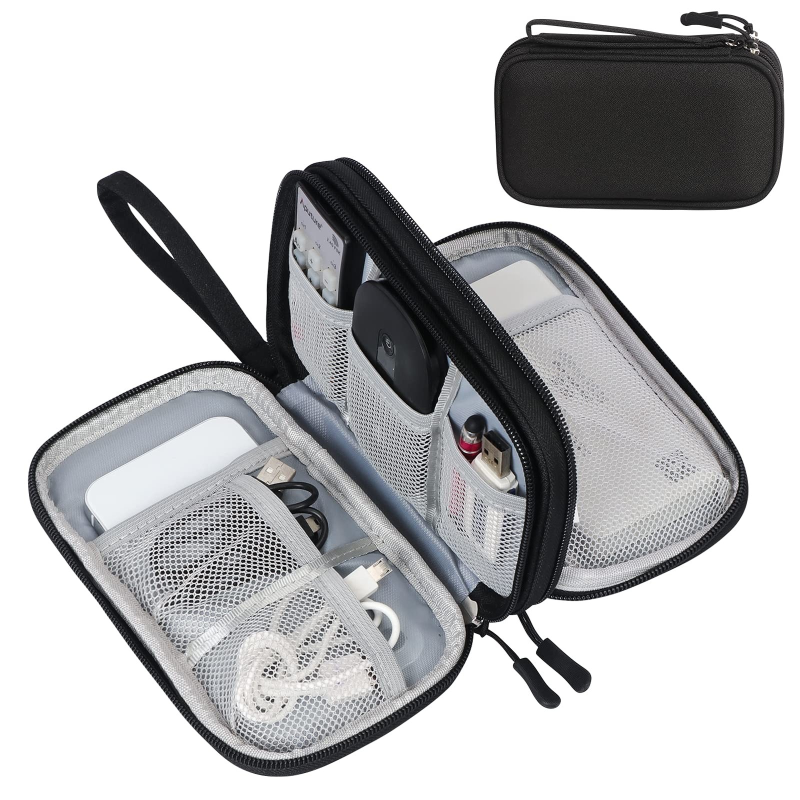 FYY Electronic Organizer, Travel Tech Pouch 7.5 x 4.3 x 2.2 inches, Black