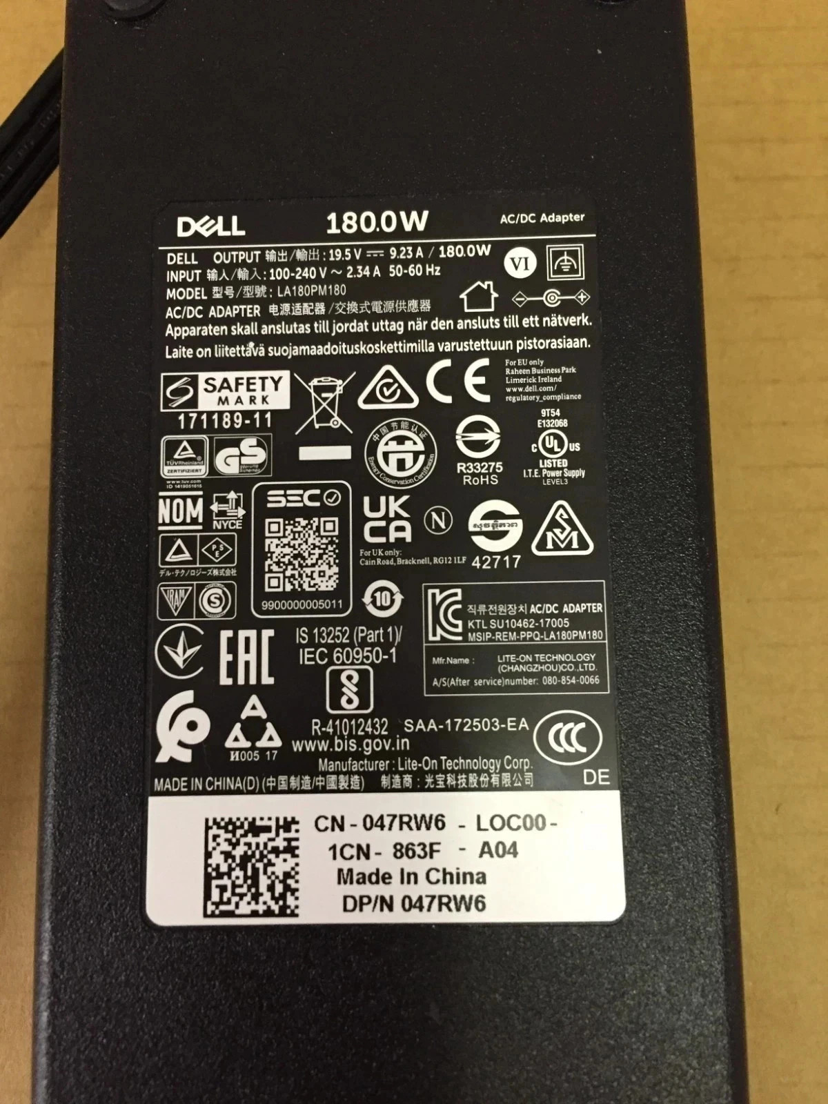 New Genuine 180W AC Charger for Dell Precision 7520 7530 7510 NDFTY 7.4*5.0mm US