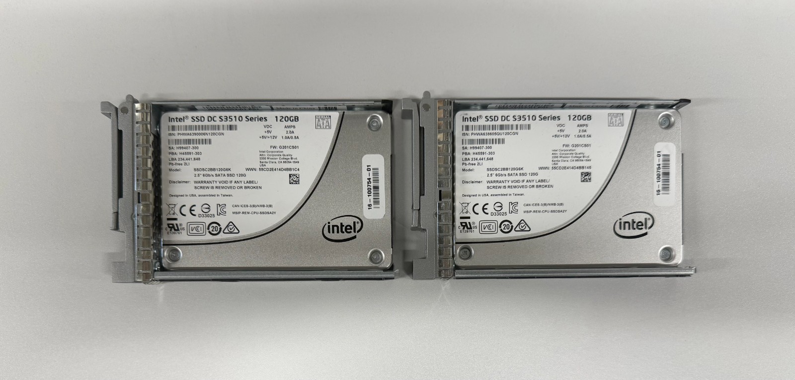 LOT OF 2x UCS-SD120GBKS4-EV CISCO INTEL 120GB 6G SATA 2.5" SFF SSD SOLID STATE