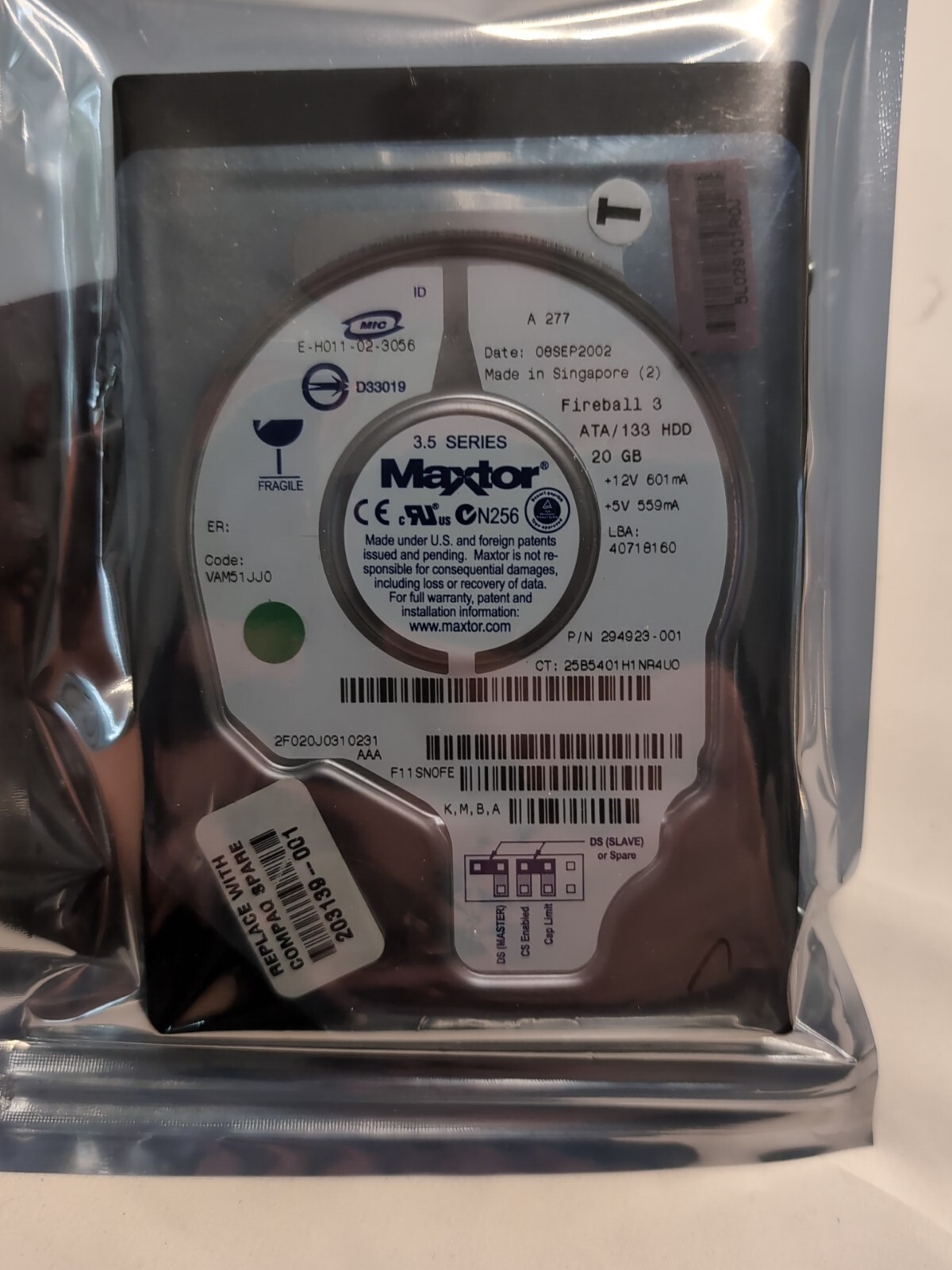 HDD MAXTOR 294923-001 FIREBALL 3 IDE/ATA 20GB 