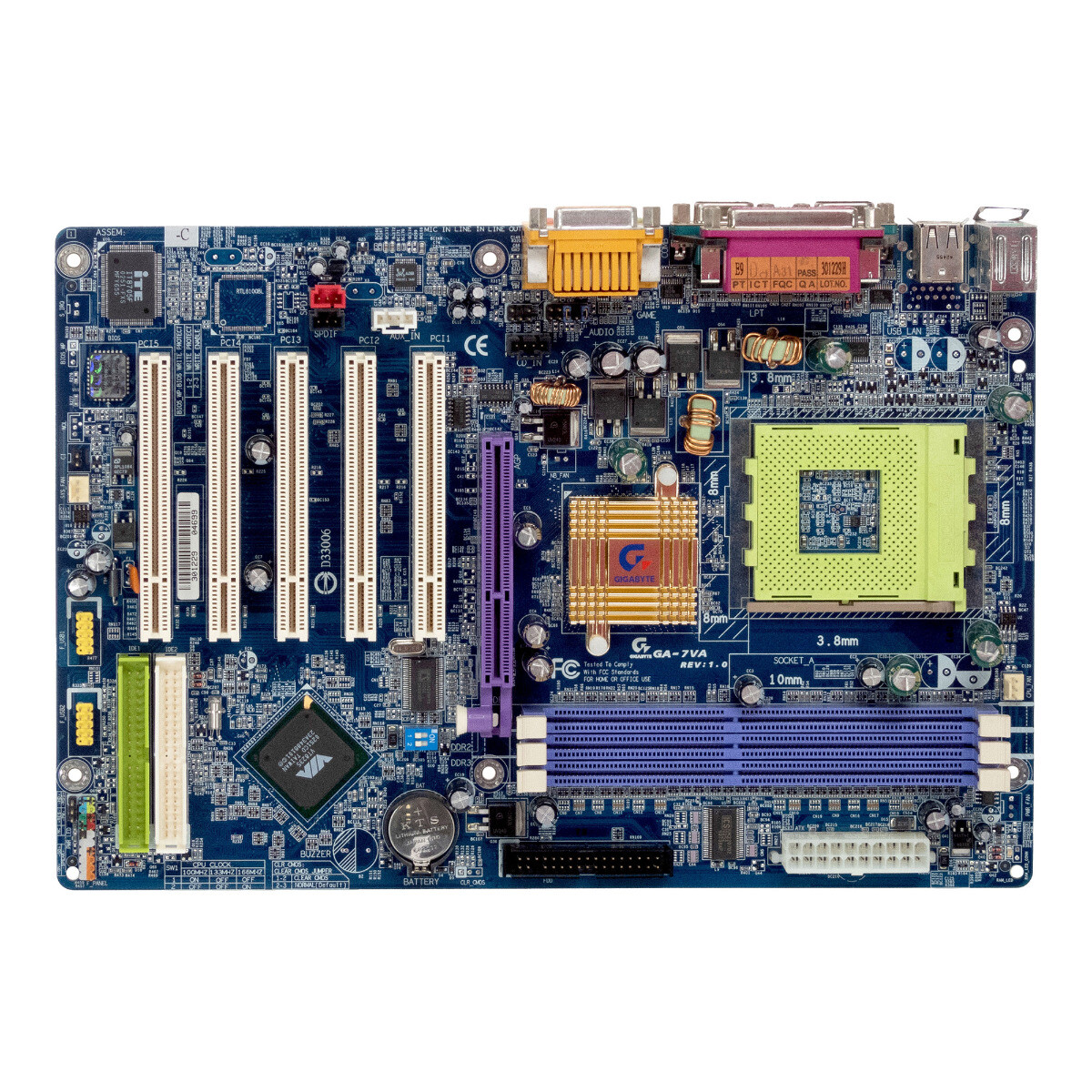 MOTHERBOARD ATX GIGABYTE GA-7VA REV:1.0 SOCKET A DDR AGP PCI
