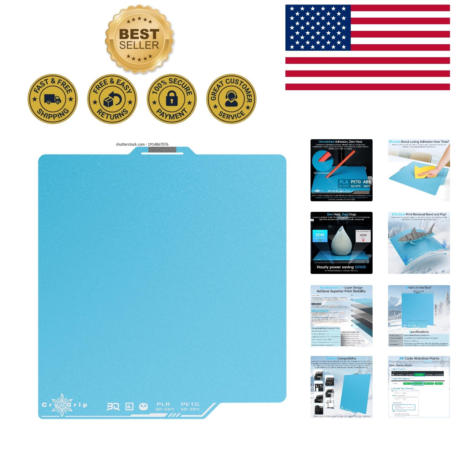 Effortless Print Removal & Unmatched Adhesion CryoGrip Pro 257MM 3D Build Plate