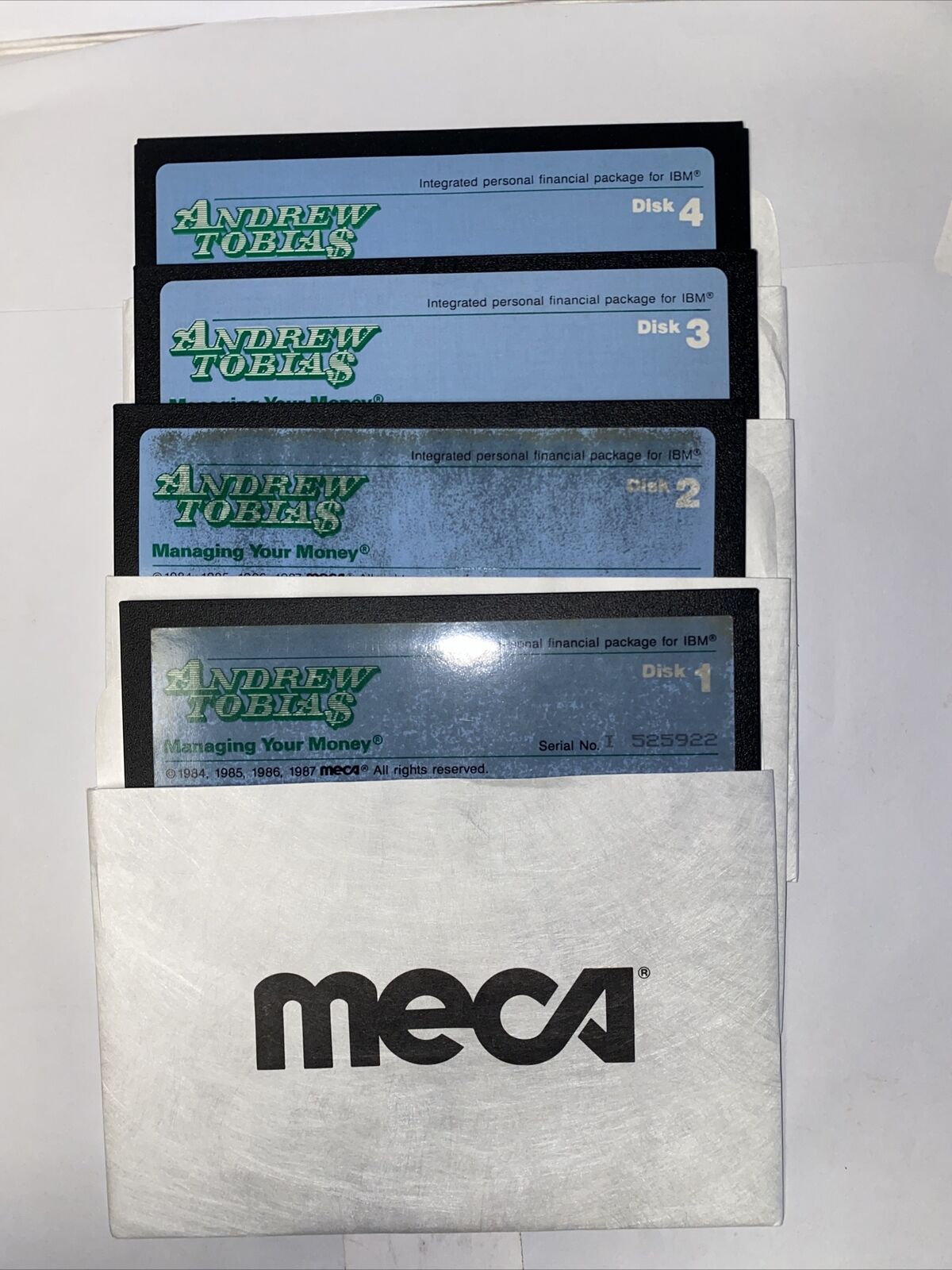 Andrew Tobias Managing Your Money 1987 MECA IBM/Tandy DOS PCs Floppy Disk Vintag